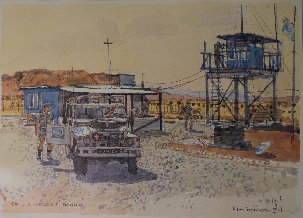 Royal Anglian Regiment Soldiers in Cyprus Sketch Book by Ken Howard