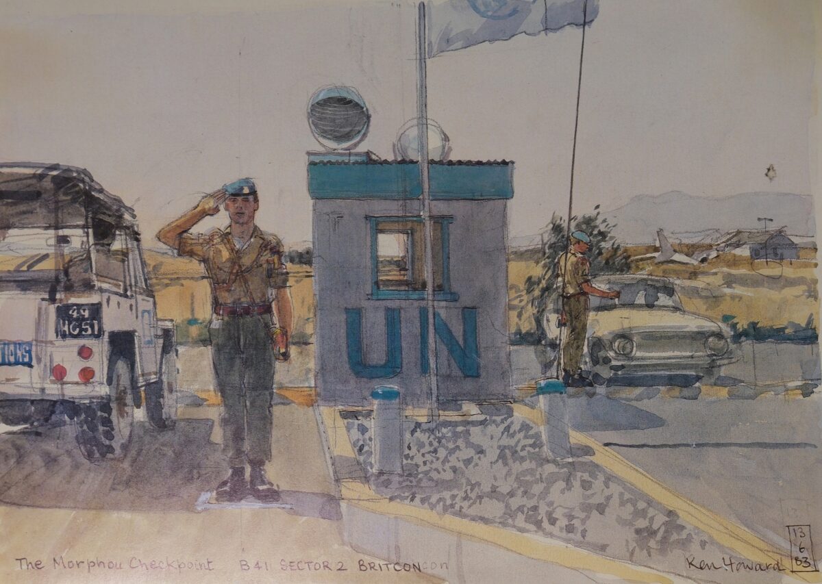 Royal Anglian Regiment Soldiers in Cyprus Sketch Book by Ken Howard