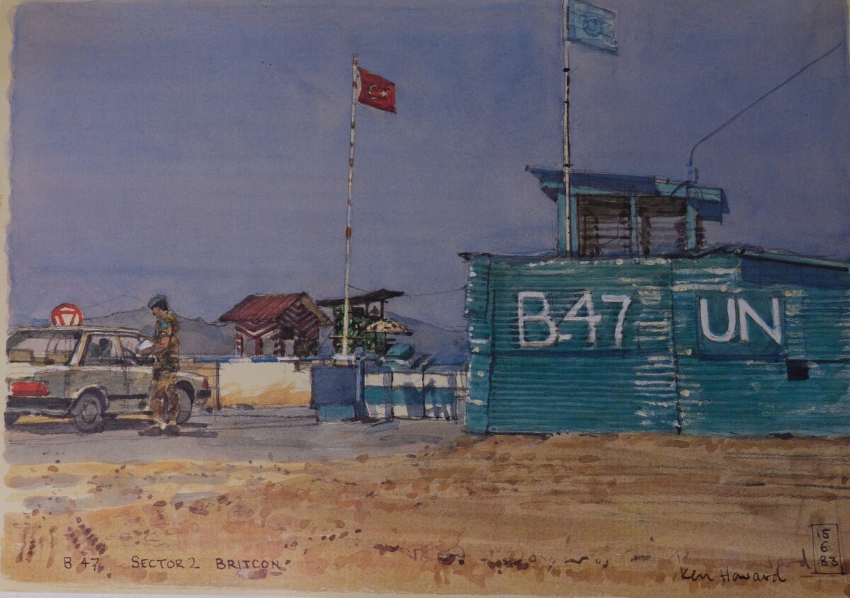 Royal Anglian Regiment Soldiers in Cyprus Sketch Book by Ken Howard