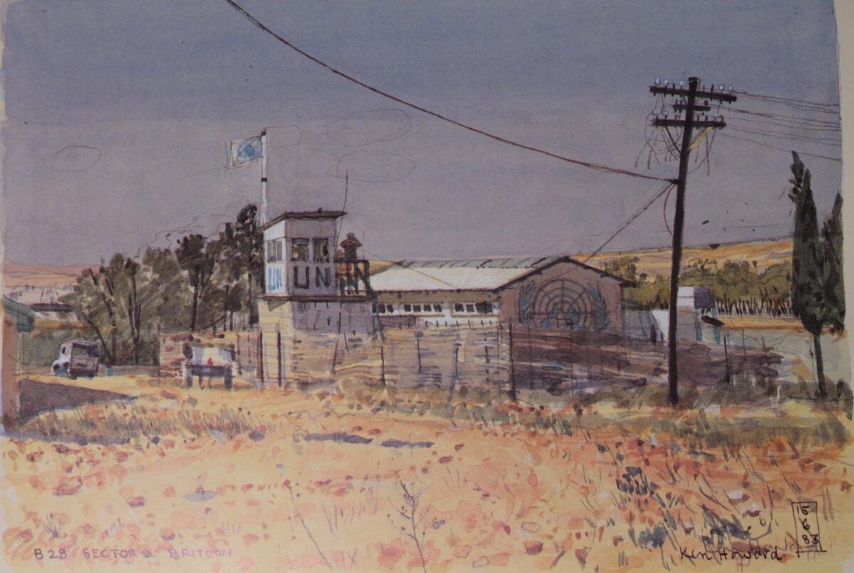 Royal Anglian Regiment Soldiers in Cyprus Sketch Book by Ken Howard