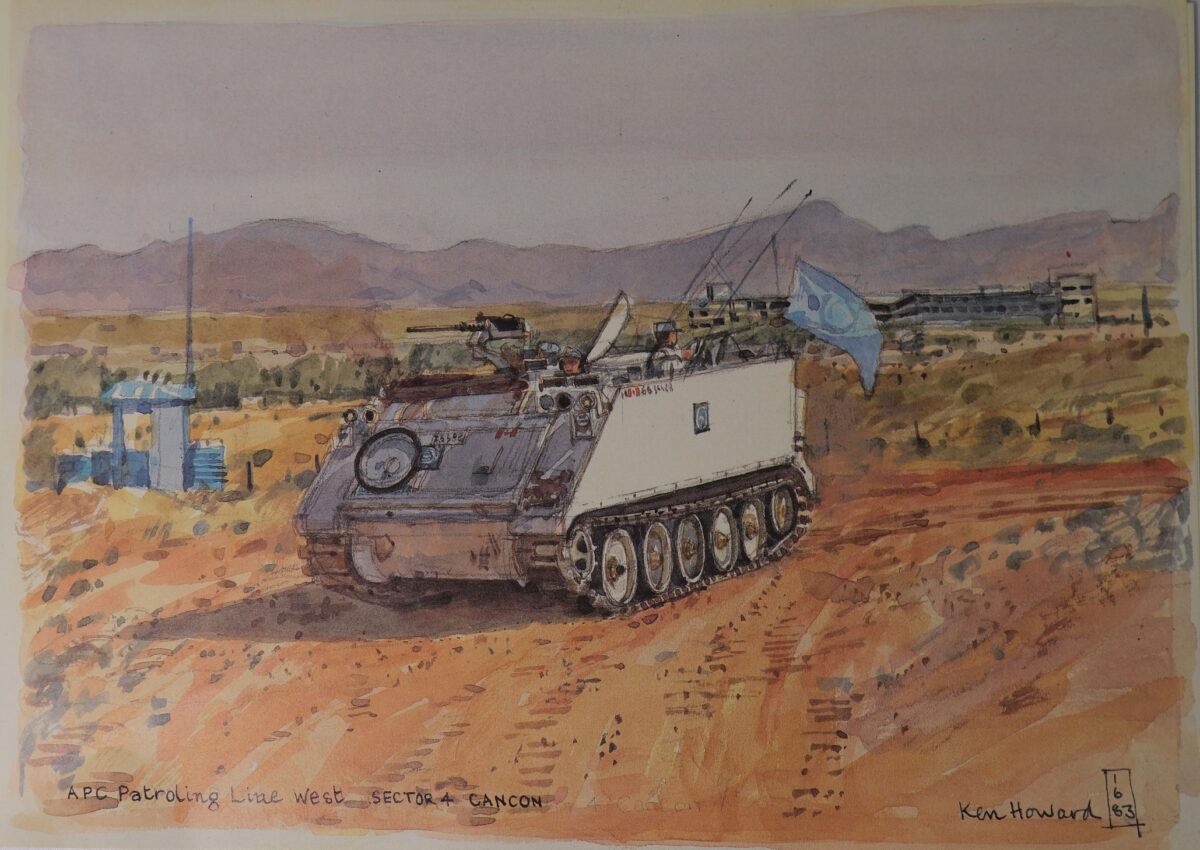 Royal Anglian Regiment Soldiers in Cyprus Sketch Book by Ken Howard