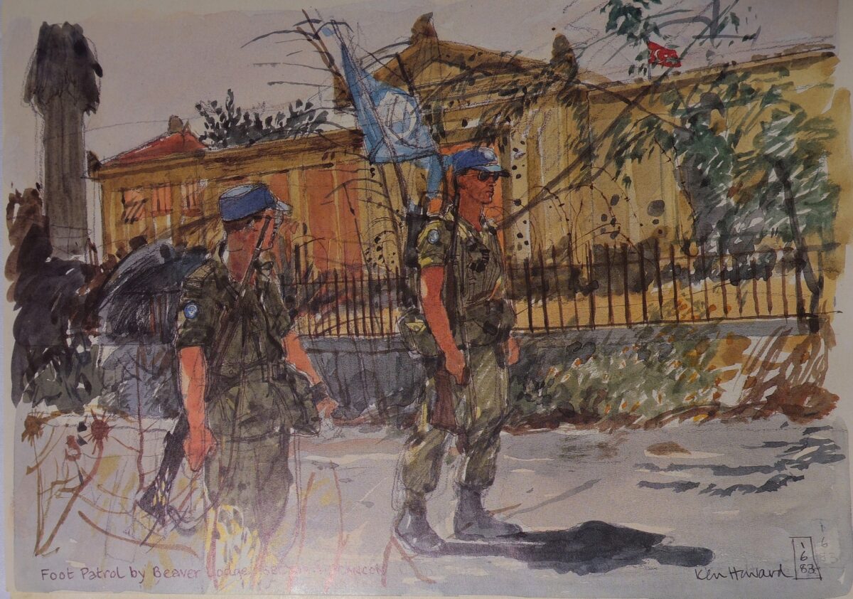 Royal Anglian Regiment Soldiers in Cyprus Sketch Book by Ken Howard