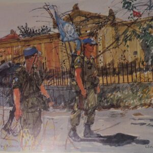 Royal Anglian Regiment Soldiers in Cyprus Sketch Book by Ken Howard