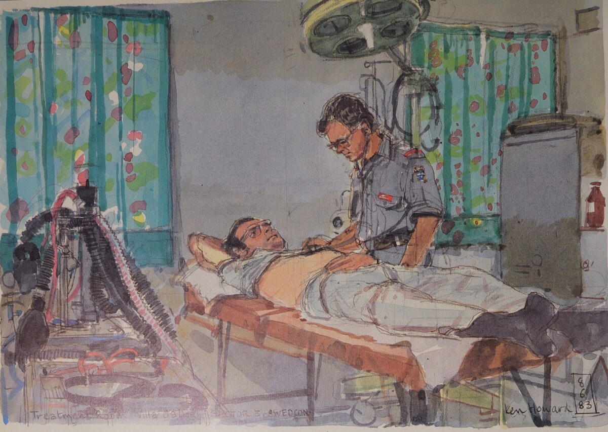 Royal Anglian Regiment Soldiers in Cyprus Sketch Book by Ken Howard