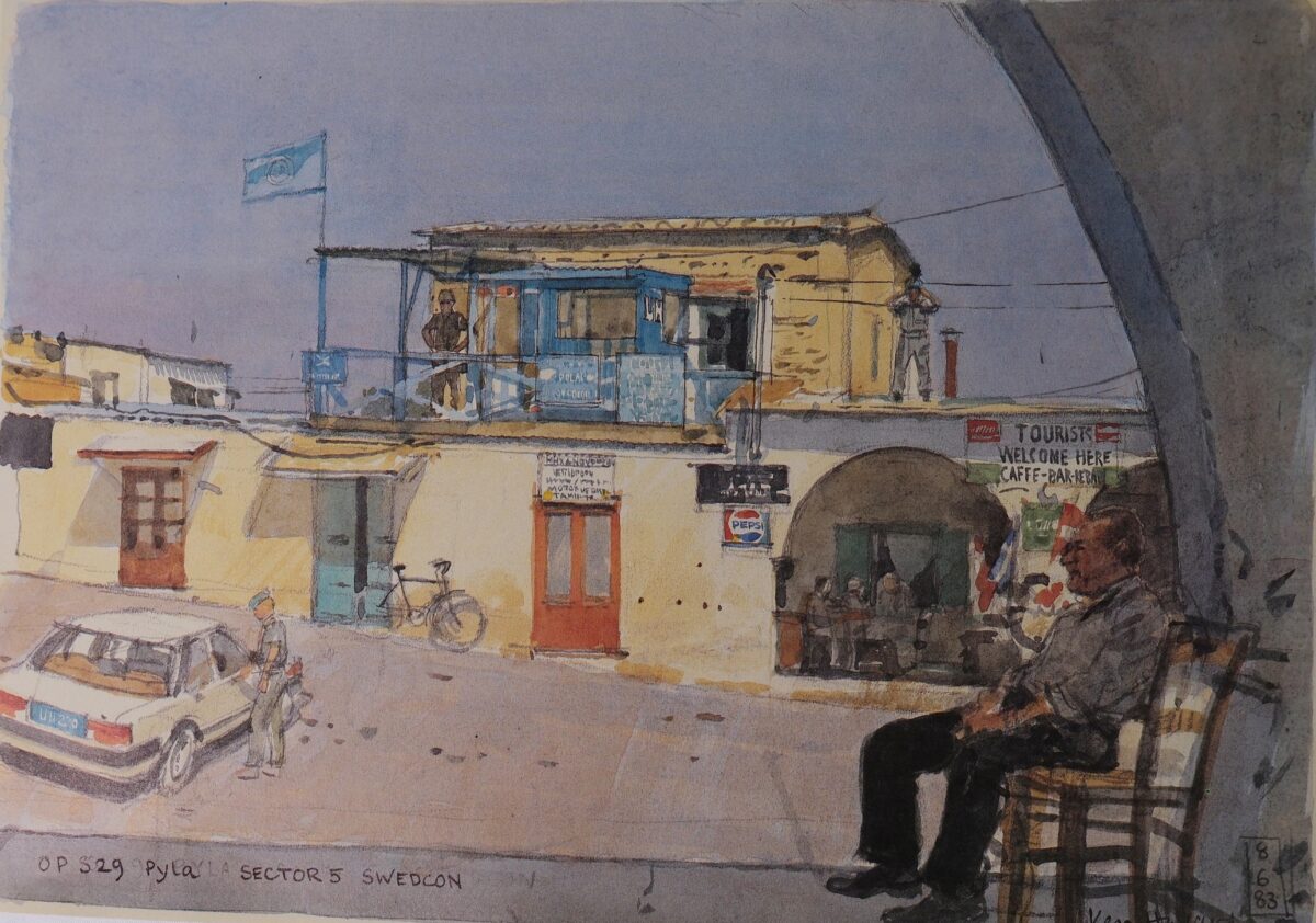 Royal Anglian Regiment Soldiers in Cyprus Sketch Book by Ken Howard