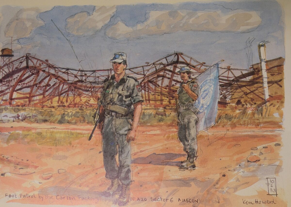 Royal Anglian Regiment Soldiers in Cyprus Sketch Book by Ken Howard