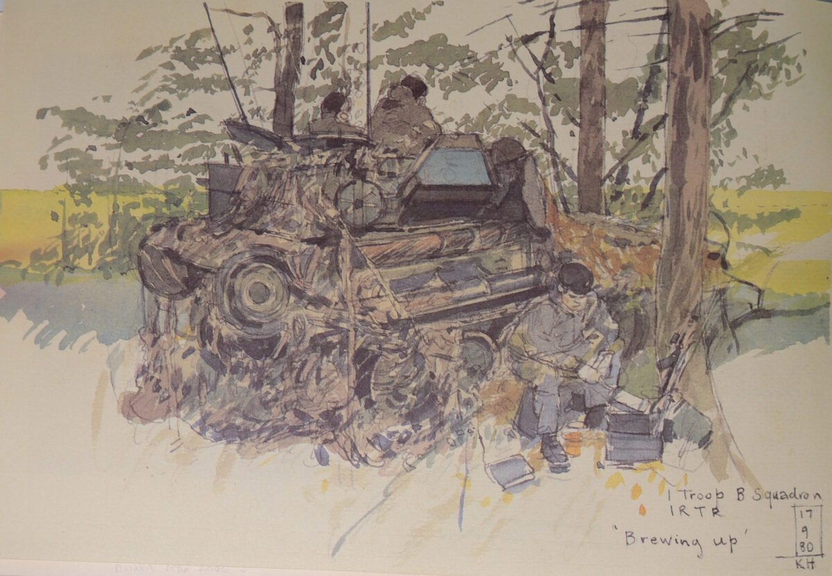 Royal Anglian Regiment.  Exercise Crusader Spearpoint 80. A sketch book by Ken Howard.