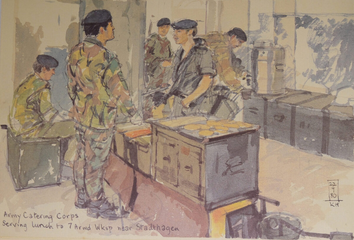 Royal Anglian Regiment.  Exercise Crusader Spearpoint 80. A sketch book by Ken Howard.