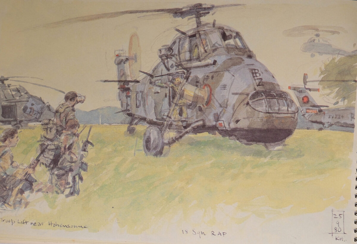 Royal Anglian Regiment.  Exercise Crusader Spearpoint 80. A sketch book by Ken Howard.