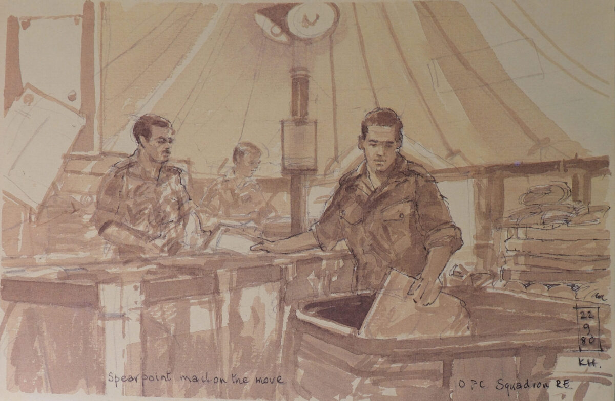 Royal Anglian Regiment.  Exercise Crusader Spearpoint 80. A sketch book by Ken Howard.