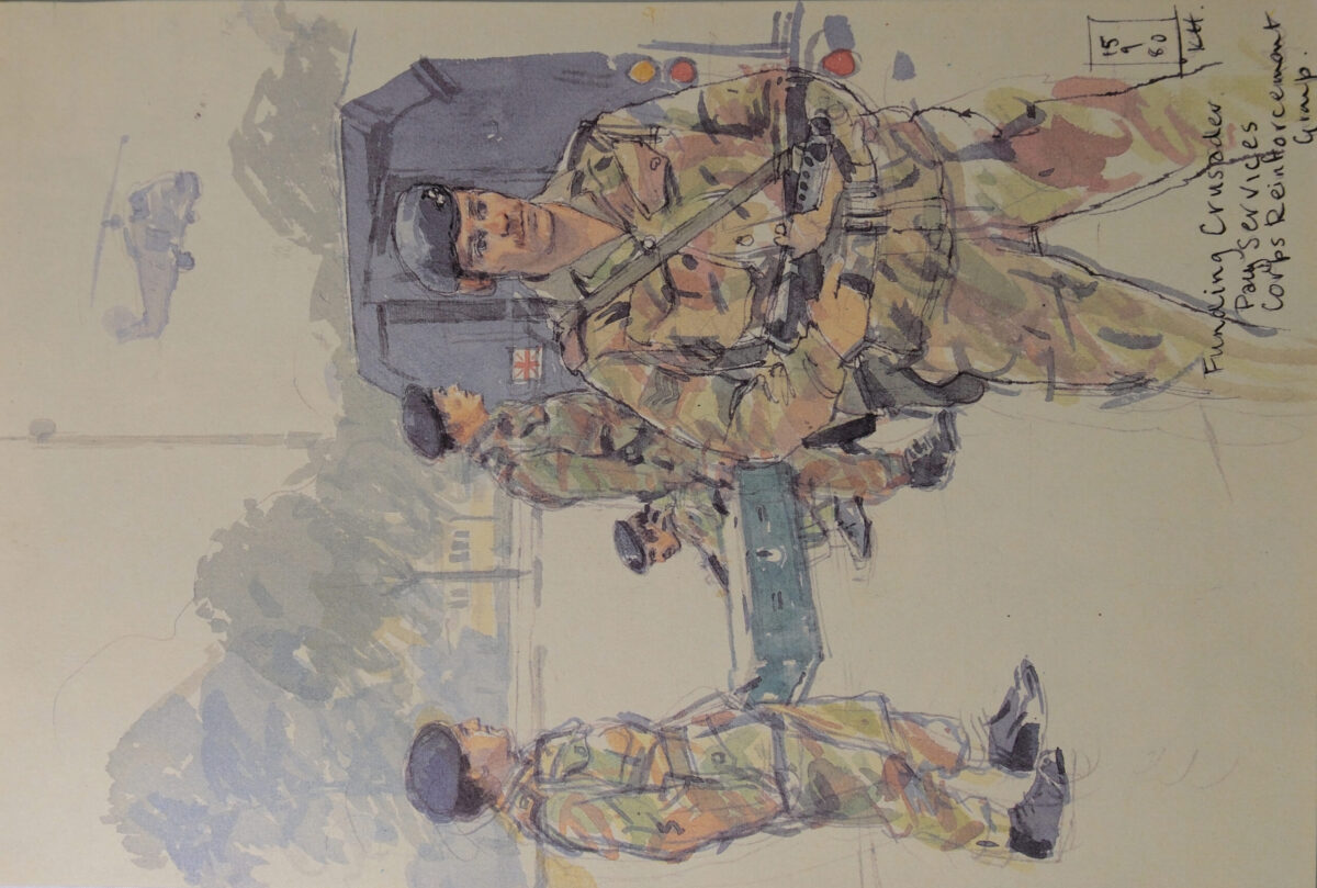 Royal Anglian Regiment.  Exercise Crusader Spearpoint 80. A sketch book by Ken Howard.