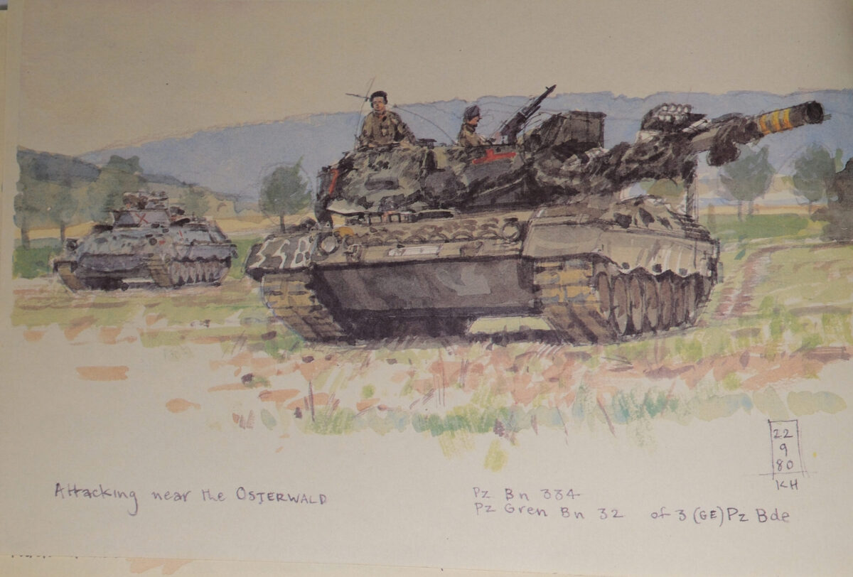 Royal Anglian Regiment.  Exercise Crusader Spearpoint 80. A sketch book by Ken Howard.