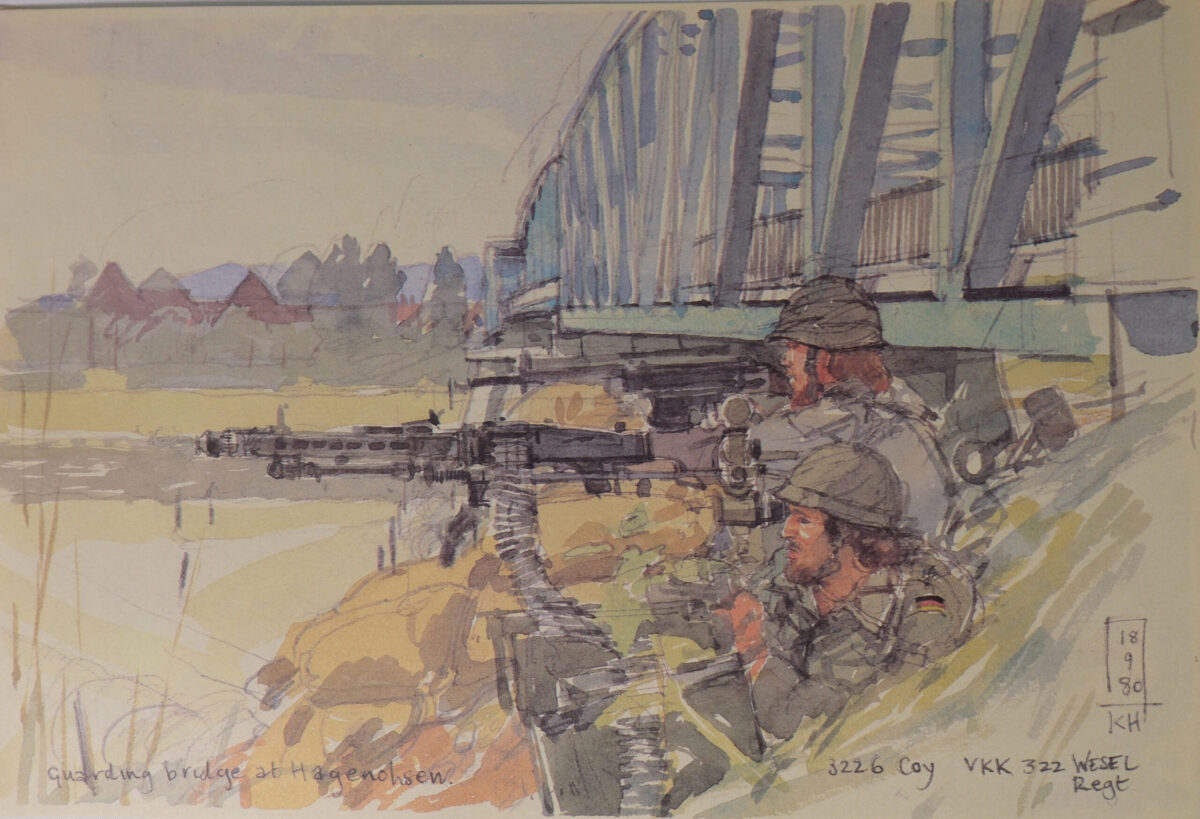 Royal Anglian Regiment.  Exercise Crusader Spearpoint 80. A sketch book by Ken Howard.