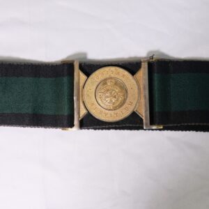This Women's Royal Army Corps stable belt features a distinctive dark green and black striped canvas webbing.