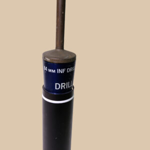 inert, deactivated British 84mm L50A1 drill round used for training with the Carl Gustaf recoilless rifle.