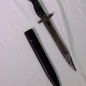 British L1A3 bayonet and scabbard designed for the L1A1 Self-Loading Rifle (SLR).