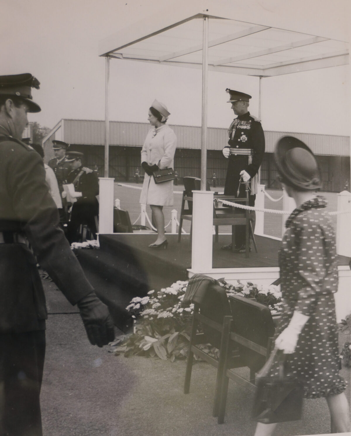 Royal Anglian Regiment. HRH The Queen Mother, with the Colour party, 12 July 1974 at Tidworth Garrison. Royal Anglian Regiment. HRH The Queen Mother, with the Colour party, 12 July 1974 at Tidworth Garrison.