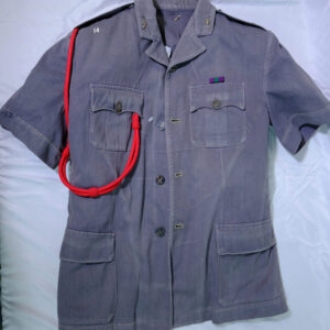 Grey military shirt with red dress cord Grey military shirt with red dress cord