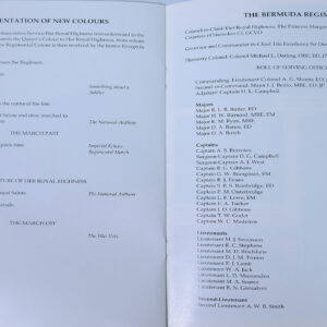 Presentation of New Colours to the Bermuda Regiment 2 November 1990. Official programme.