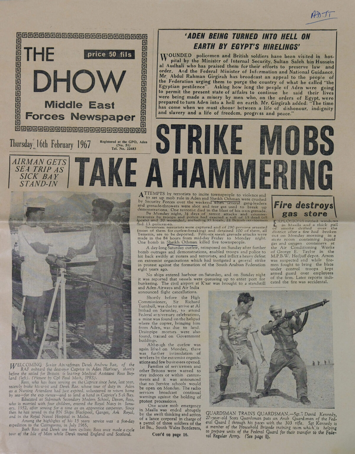 The Dhow newspaper from 1967 The Dhow newspaper from 1967
